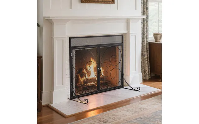 Smallbee Iron Fireplace Screen Black Powder-coated 89x25x71.5cm