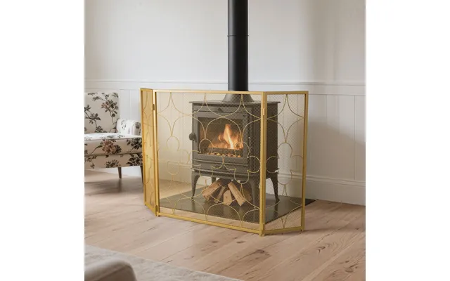 Smallbee Iron Fireplace Screen Gold Powder-coated 122x2.3x77