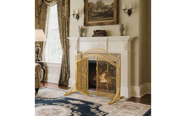 Smallbee Iron Fireplace Screen Gold Powder-coated 90x32x78.8cm