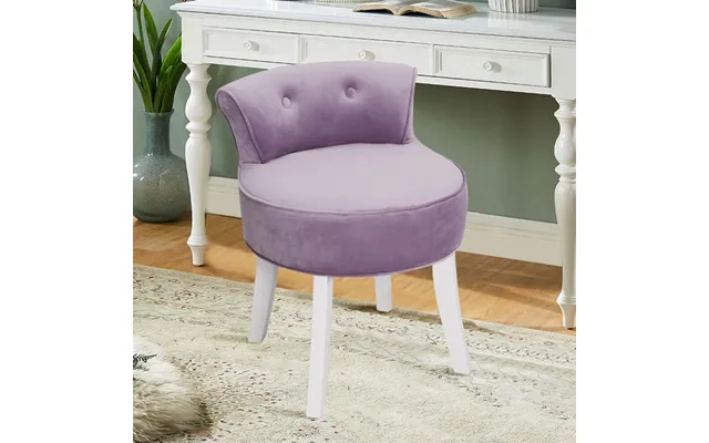 Upholstered Velvet Vanity Dressing Table Stool With Low Backrest - Purple 1 Unit