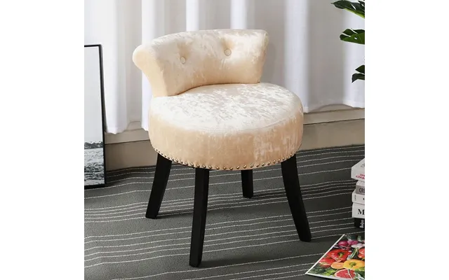 Velvet Upholstery Round Accent Chair Dressing Stool - Champagne