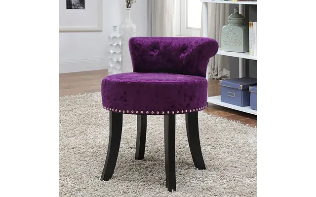 Velvet Upholstery Round Accent Chair Dressing Stool - Purple