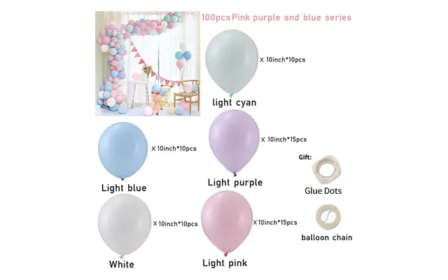 Wedding & Birthday Balloon Garland Kit Multi-colour Macaron, Metallic & Polka Dot Series - Pink Purple Blue Clear White 