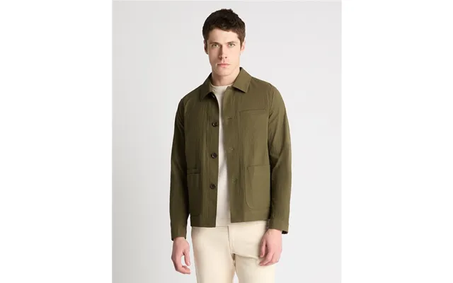 Remus Uomo Regular Fit Seersucker Chore Jacket In Green - Xl