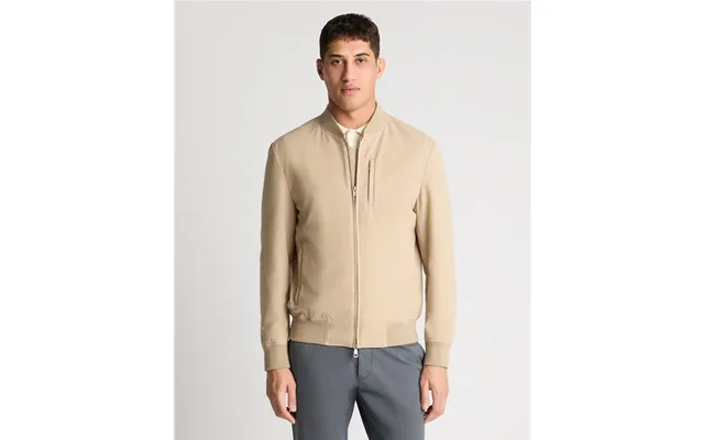 Remus Uomo Regular Fit Showerproof Bomber Jacket In Stone - Xl