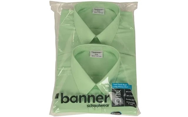 Signa Work Boys Long Sleeve School Shirt - 2 Pack In Green