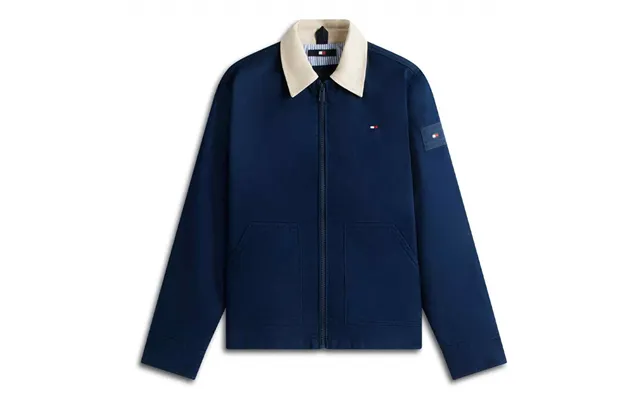 Tommy Hilfiger Kids Contrast Collar Cotton Jacket In Navy - 12y