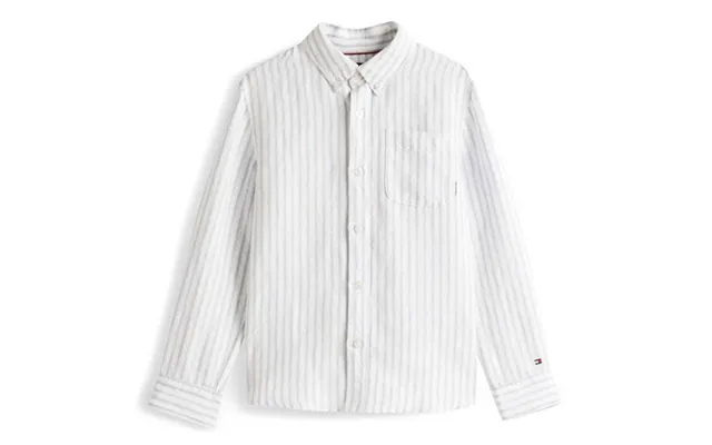 Tommy Hilfiger Kids Linen Blend Stripe Shirt In Blue - 8y