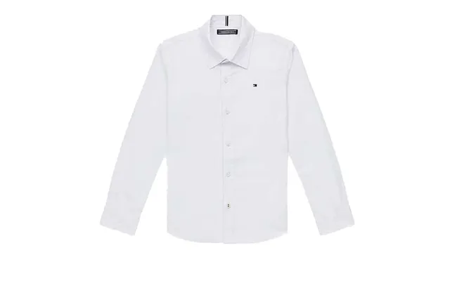 Tommy Jeans Kids Solid Stretch Poplin Shirt In White - 10y