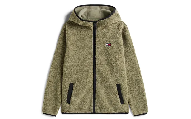 Tommy Jeans Teddy Badge Zip Sweatshirt In Green - L