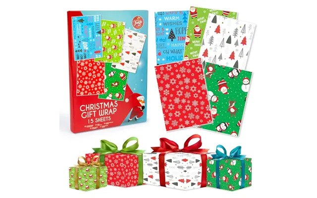 Abeec Christmas Gift Wrap 15 Sheets Festive Wrapping Paper Pack