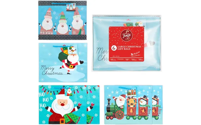 Abeec Christmas Jingle 6 Large Horizontal Christmas Gift Bags Set