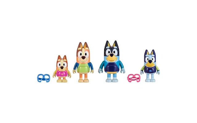 Bluey Family Day Figure 4 Pack Beach Visit With Goggles