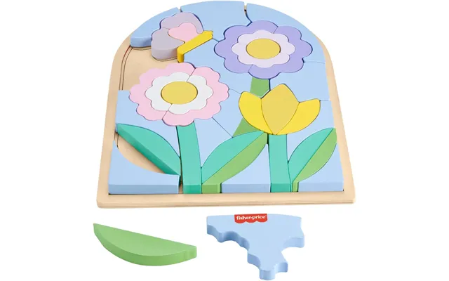 Fisher-price Wooden Flower Puzzle Blocks Toy With 37 Pieces