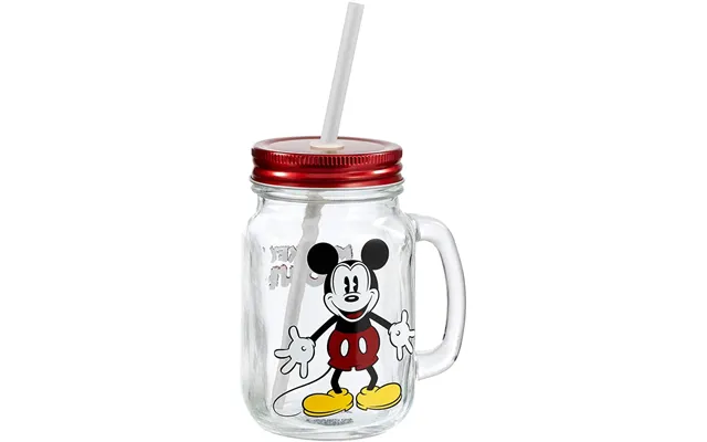 Funko Disney Mickey Mouse Glass Mason Jar Mug With Straw