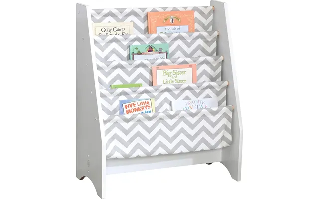 Kidkraft White Sling Bookshelf In Grey And White Pattern For Kids