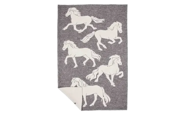 Lopi Hestateppi Blanket - Grey Horses 140 X 210cm 0103