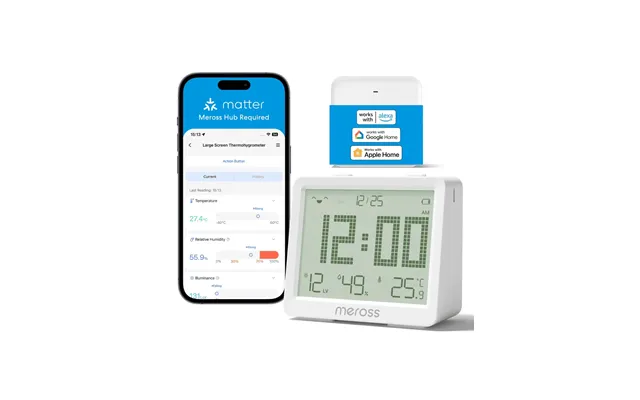 Meross Smart Temperature And Humidity Sensor Kit, Ms130h - Kit Matter Hub Au Power Adaptor
