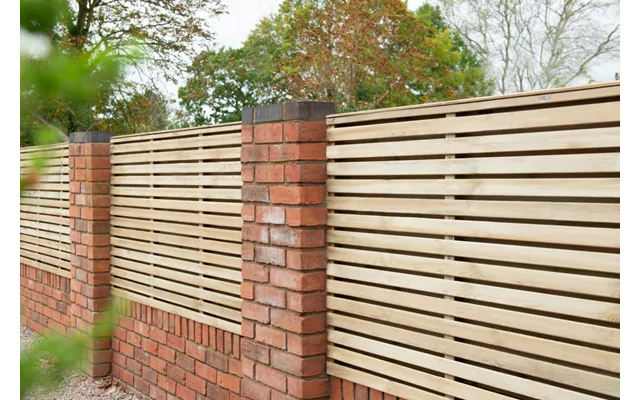 1.8m X 0.9m Pressure Treated Contemporary Double Slatted Fence Panel - Pack Of 4 Home Delivery