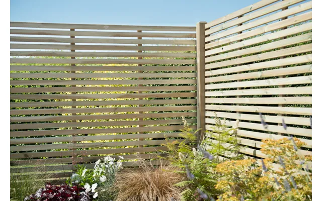 1.8m X 1.5m Pressure Treated Contemporary Slatted Fence Panel - Pack Of 5 Fsc Certified