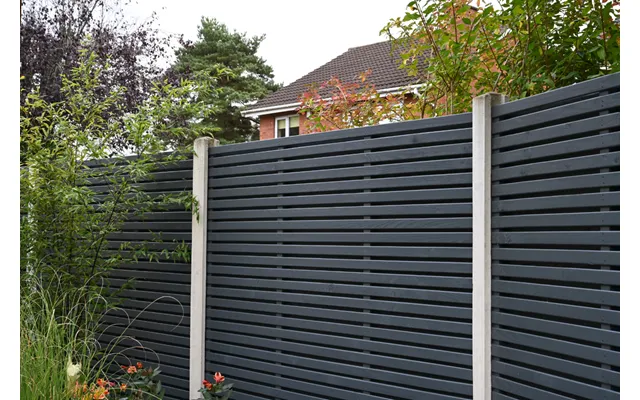 1.8m X 1.8m Contemporary Double Slatted Fence Panel - Anthracite Grey