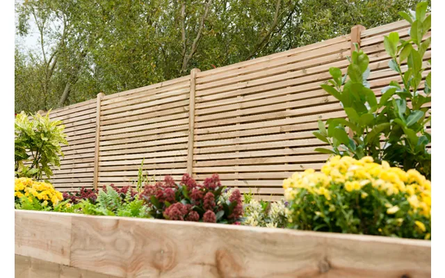 1.8m X 1.8m Pressure Treated Contemporary Double Slatted Fence Panel - Pack Of 4 Fsc Certified