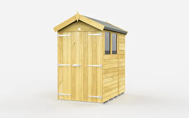 Diy Sheds Apex Double Door With Windows 4 X 6