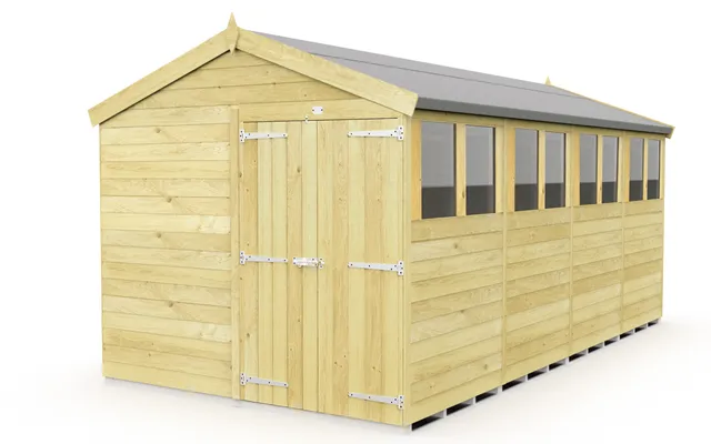 Diy Sheds Apex Double Door With Windows 8 X 16