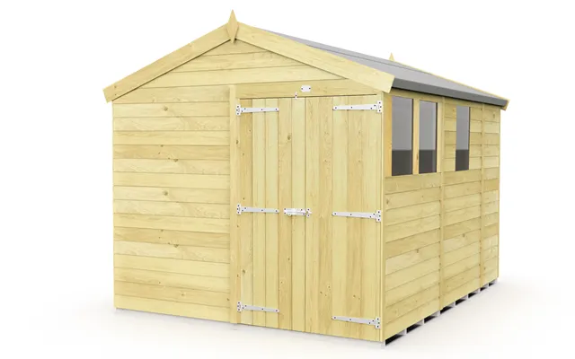 Diy Sheds Apex Double Door With Windows 8 X 9