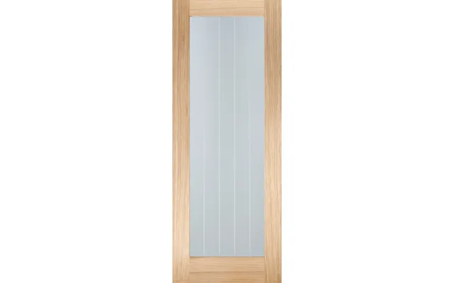Lpd Mexicano 1 Light Pattern 10 Unfinished Oak Internal Door With Clear Glass With Frosted Lines 1981x762x35mm