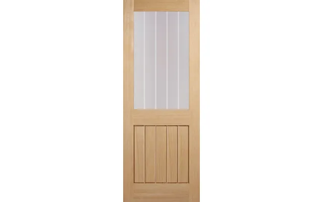 Lpd Mexicano Half Light Unfinished Oak Internal Door With Clear Glass With Frosted Lines 1981x838x35mm