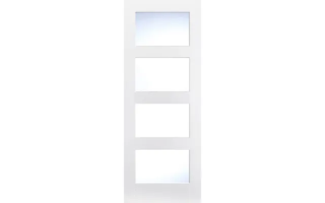 Lpd Shaker 4 Light Primed White Internal Door With Clear Glass 1981x457x35mm