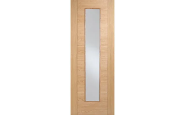 Lpd Vancouver 1 Long Light Pre-finished Oak Internal Door With Clear Glass 1981x762x35mm