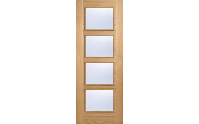 Lpd Vancouver 4 Light Pre-finished Oak Internal Door With Clear Glass 1981x610x35mm
