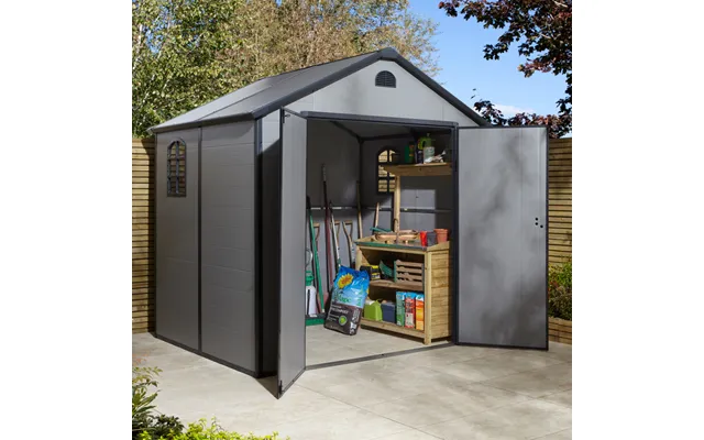 Rowlinson Airevale 8' X 6' Plastic Apex Shed Light Grey