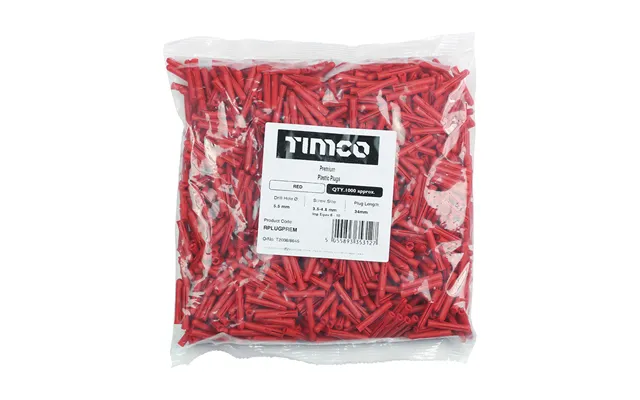 Timco Rplugprem Premium Red Plastic Plug 1000 Pack