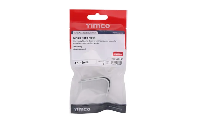 Timco Single Robe Hook Saa 47 X 19 2 Pcs