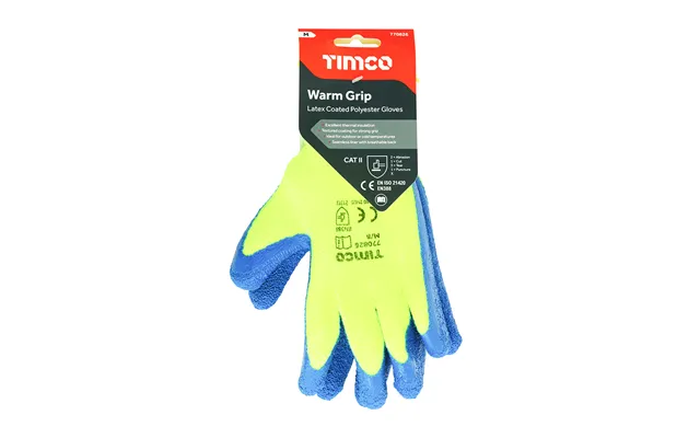 Timco Warm Grip Glove Latex Crinkle Medium Pck 1