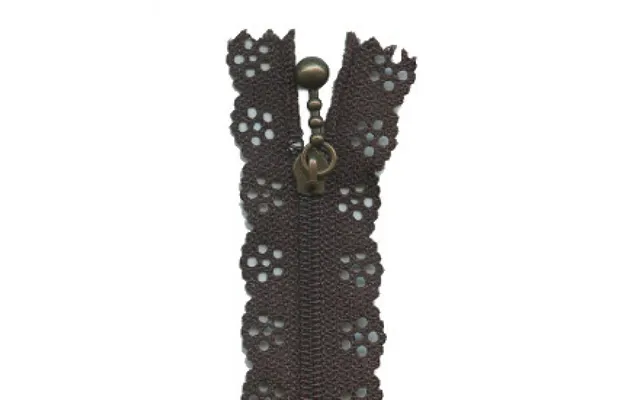 Flower Lace Dress Zips Brown