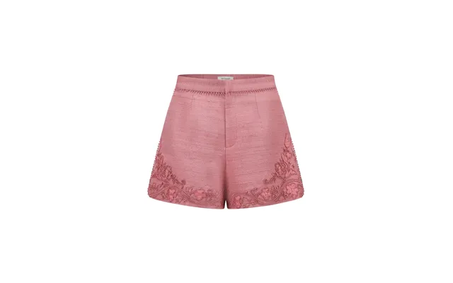 Into The East Soft Pink Women Embroidered Tussah Silk Shorts - 36