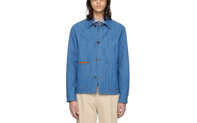 Zegna Men Blue Buttoned Denim Jacket Light Blue - L
