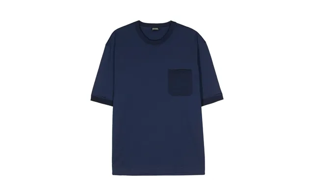 Zegna Men Ribbed-trim Cotton T-shirt Blue - No Value