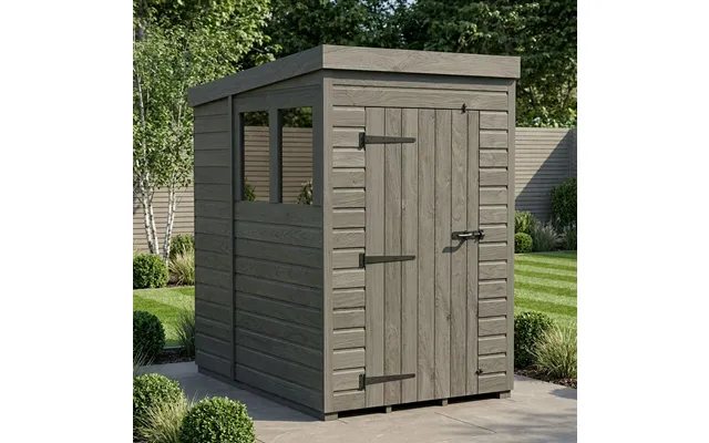 4x6 Pent Composite Shed Single Door, With Windows - 4ft × 6ft