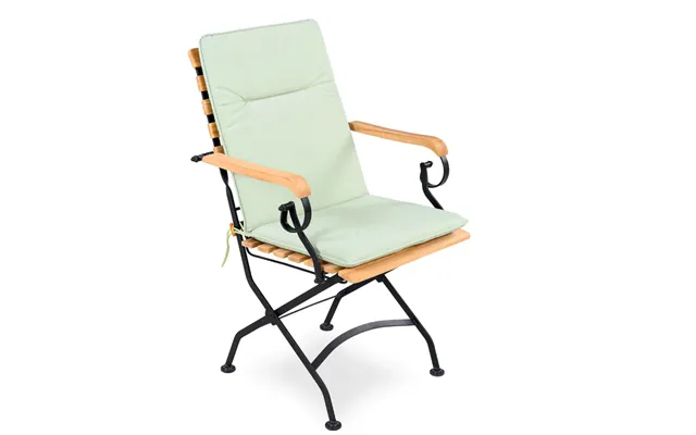 Set Of 2 Folding Padded Garden Armchair Cushions 88 X 44cm - Basil Green