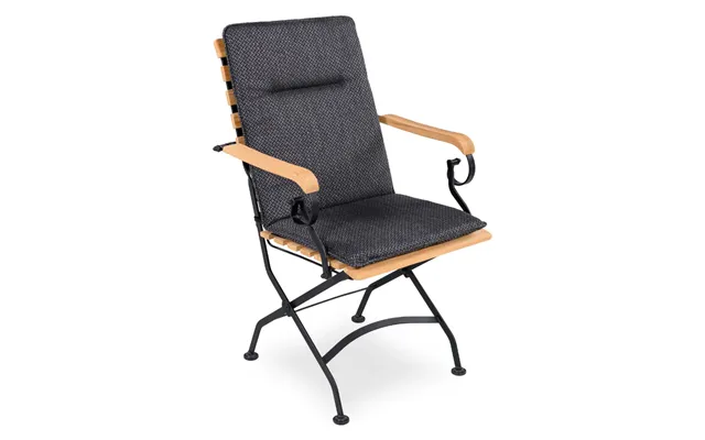 Set Of 2 Folding Padded Garden Armchair Cushions 88 X 44cm - Black