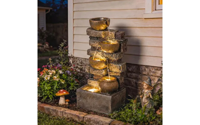 28 5-tier Outdoor Fountain - Cascading Waterfall Feature With Led Lights