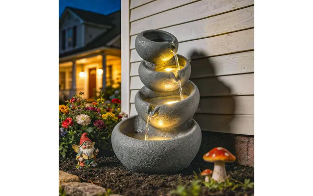 4-tier Water Fountain Outdoor - Garden Water Feature With Led Lights And Pump