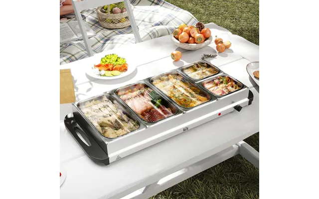 5 Tray Electric Food Warmer Buffet Server With Warming Plate - Cool Touch Handles