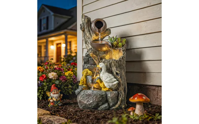 5-tier Outdoor Waterfall Fountain - Freestanding Self-contained Cascading Water Feature Garden Landscape