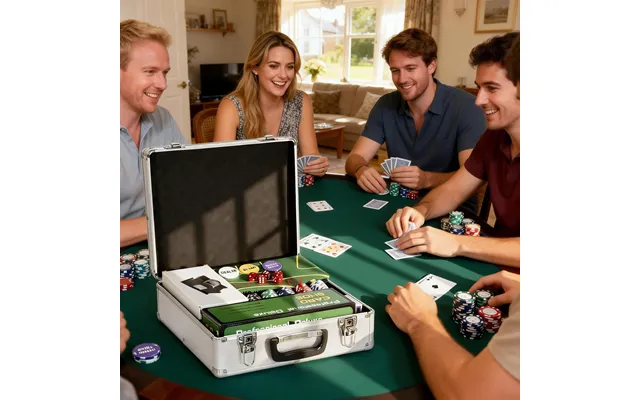 500-piece Poker Chips Set With Card Shuffler - Card Shoe